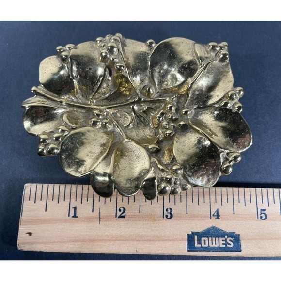 1956 Virginia VA Metal Crafters 4-36 Trinket Dish Mistletoe Solid Brass 5" MCM - Picture 4 of 6